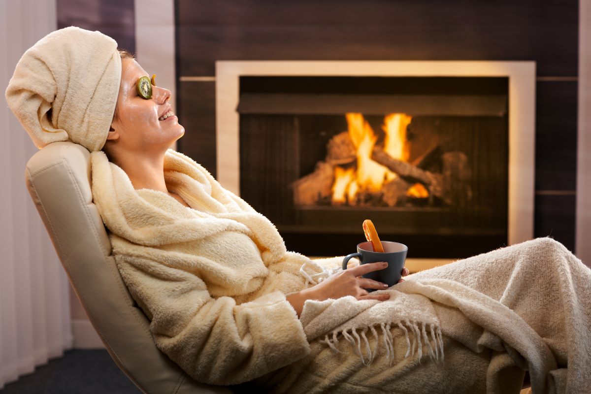 a woman practicing relaxation