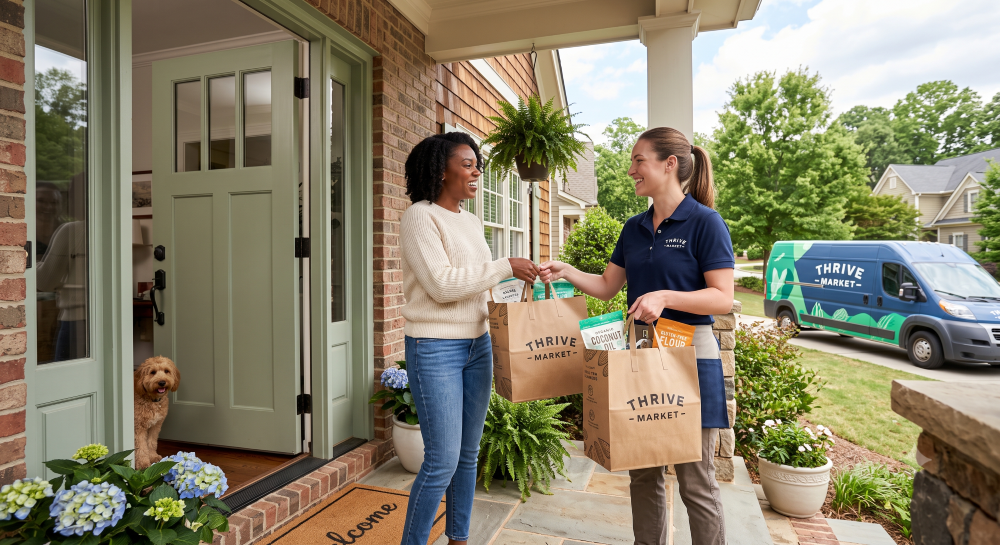 Woman Receiving Delivery made with AI.