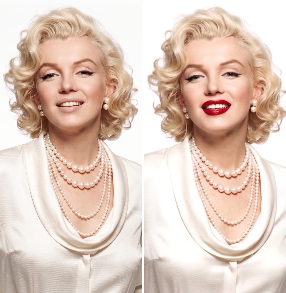 Images of Marilyn Monroe side by side made with AI.